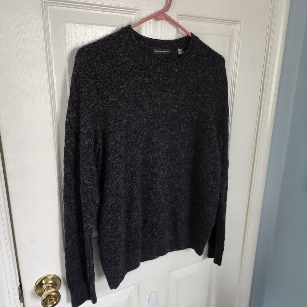 SOLD Saks Fifth Avenue Charcoal Wool Blend Crewneck Sweater Men’s Medium